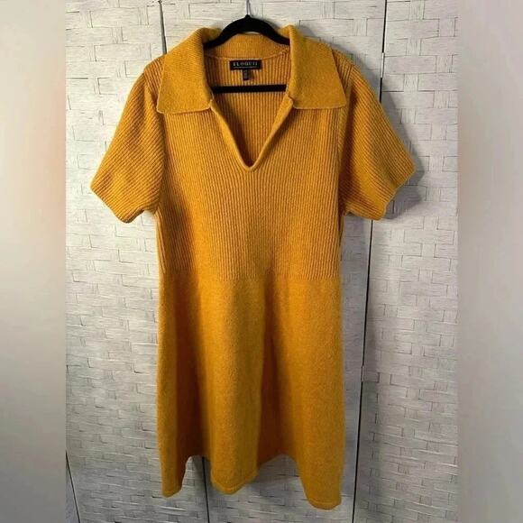 Eloquii womens Mini Sweater Dress Collar mustered fall soft knit - Picture 5 of 6